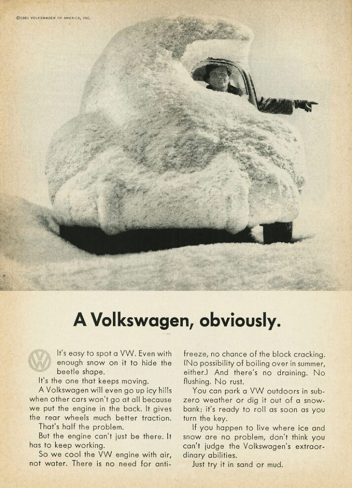 1961 Volkswagen Beetle Ad (Snow)