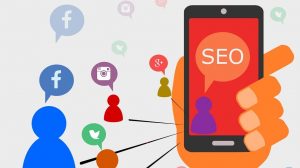 Social Media icons and phone with SEO