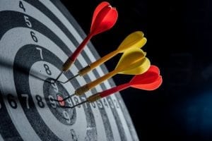 darts arrows target center business concept