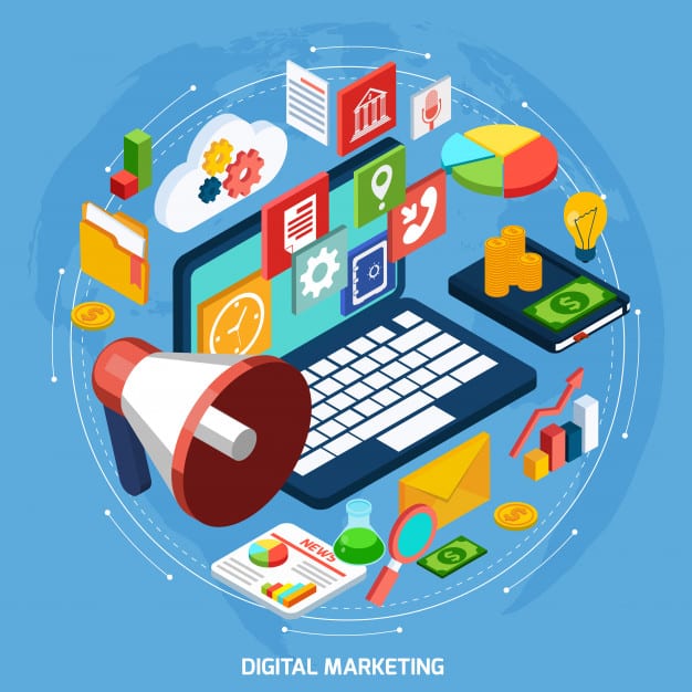 a montage of digital marketing tools