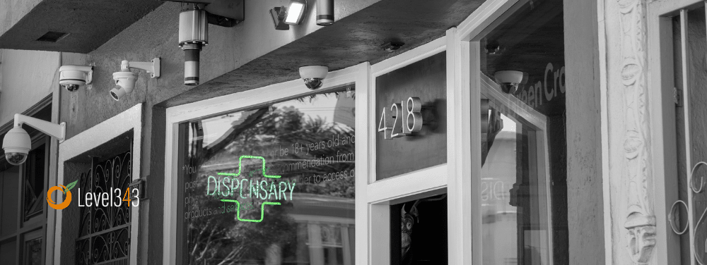 cannabis dispensary with neon sign