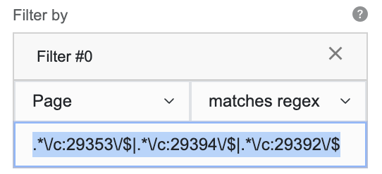 A screenshot of a search analytic filter
