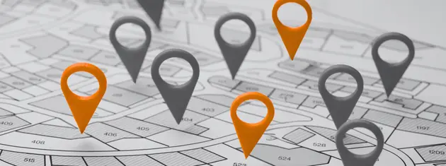 map pins, some highlighted because of effective local seo