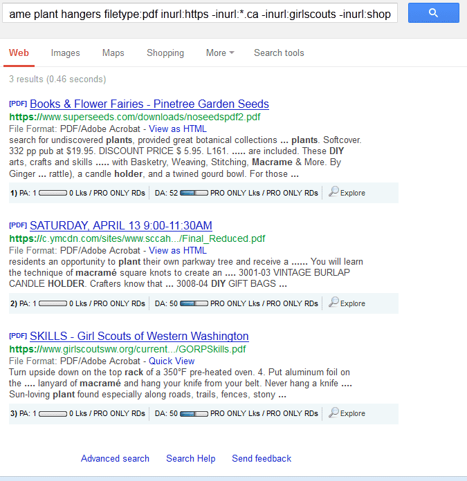 Google's Search macrameSS3