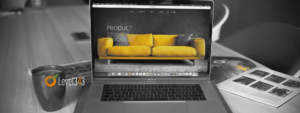 laptop with yellow couch