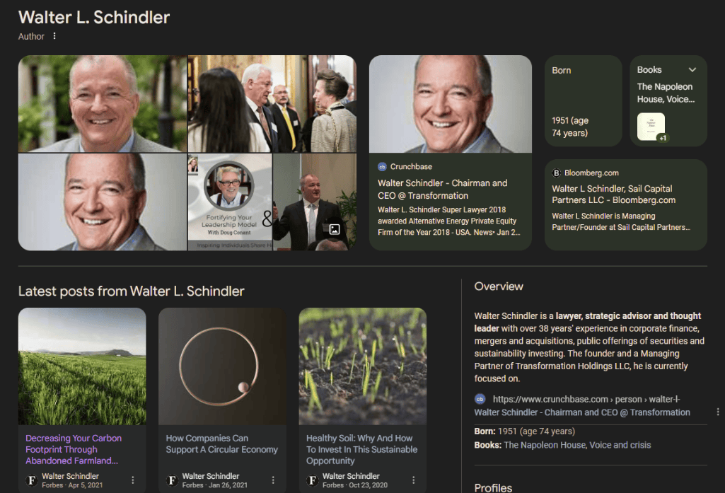 Dr. Walter L Schindler, Google listings