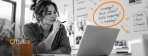 Marketer working on a search visibility strategy