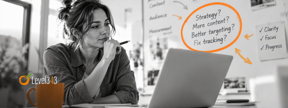 Marketer working on a search visibility strategy