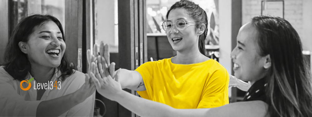 Group of business women celebrating their success